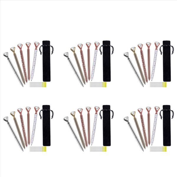 5 Pcs Diamond Metal Ballpoint Pen With 5 Ballpoint Pen Refills