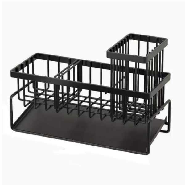 2in 1 Kitchen Sink Organiser Sponge Holder Caddy Rack-Stainless Steel