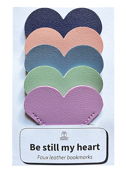 Heart-Shaped Faux Leather Bookmarks - 5 pack