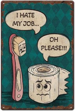 Funny Bathroom Tin Sign, Toothbrush &amp; Toilet Paper Retro Decor
