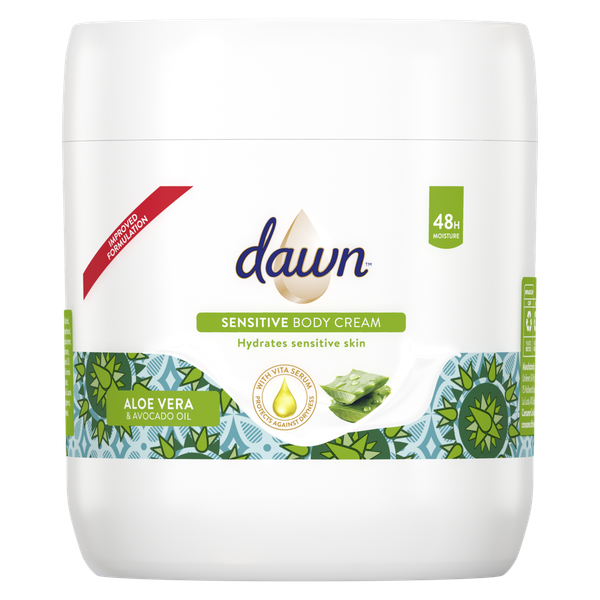 Dawn Aloe Vera and Avocado Oil Soothing Body Cream for Sensitive Skin 400ml