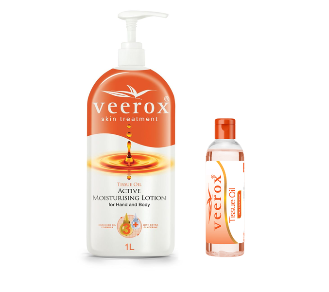 Veerox Tissue Oil Lotion (1litre) &amp; Veerox Tissue Oil (125ml) Combo