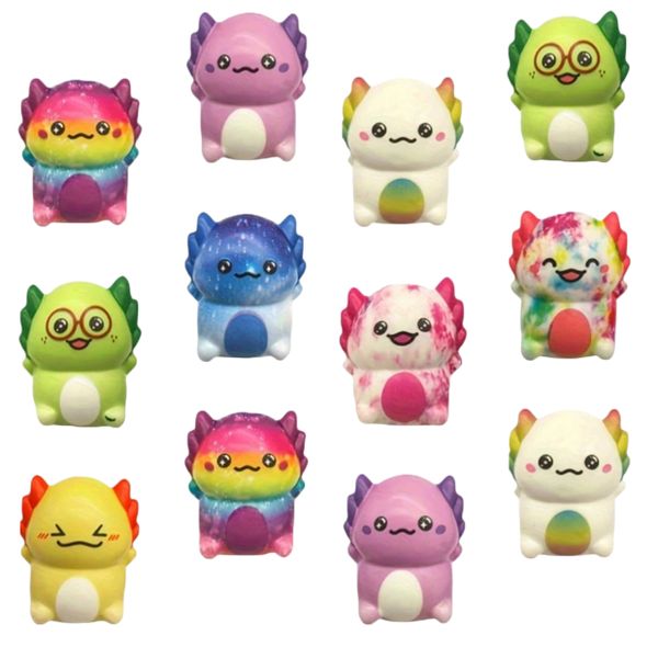 Mini Axolotl Squishies - Pack of 10 Stress Relief, Party Favours