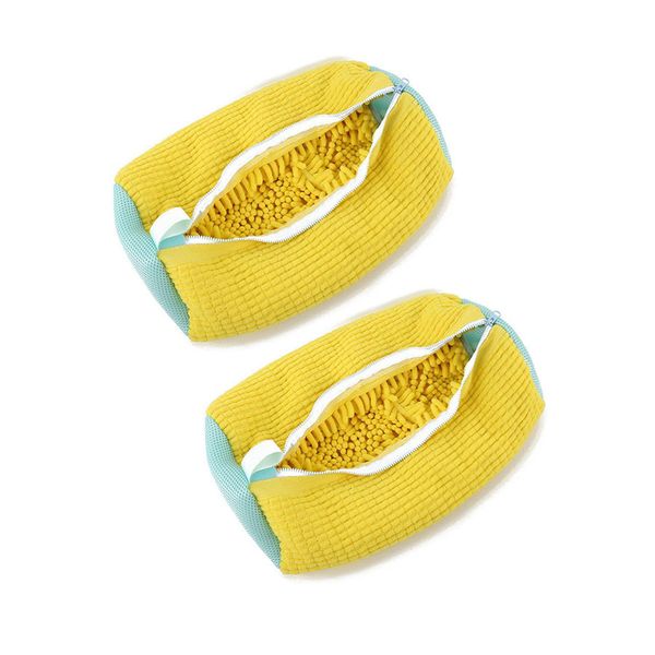 Household Anti Deformation Yellow Lazy Shoe Washing Bag - 2 Pieces