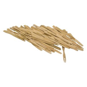Regent Disposable Wooden Fork Picks 100Pieces - 88mm