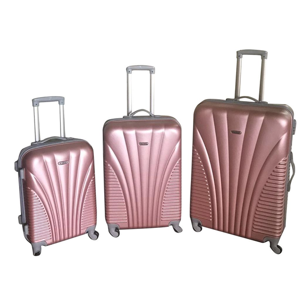 Rose Gold ABS Hard Shell Luggage Set-3 pcs Spinner Suitcases Built-in Locks