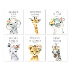 Nursery Wall Art - Baby Animals - Set of 6x A3