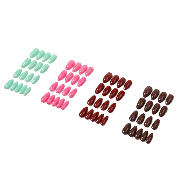 4Pack (24 Piece) Press On Nails Kit - Glossy Almond Fake Nails