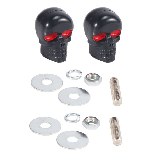 1 Pair Skull Number Plate Frame Screws Fitting Screw Black