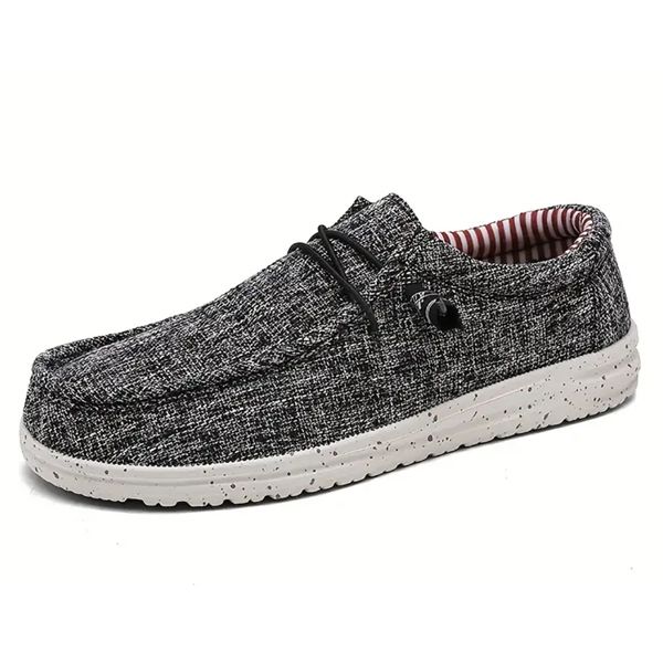 Men's Black and Grey Loafer Shoes with US Inner Print