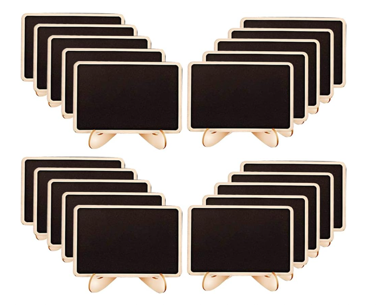 Mini Chalkboard Signs, 20 Pack Small Wooden Tabletop Chalkboard Sign with