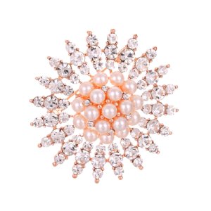 Trendy Crystal Flower Brooch - Rose Gold