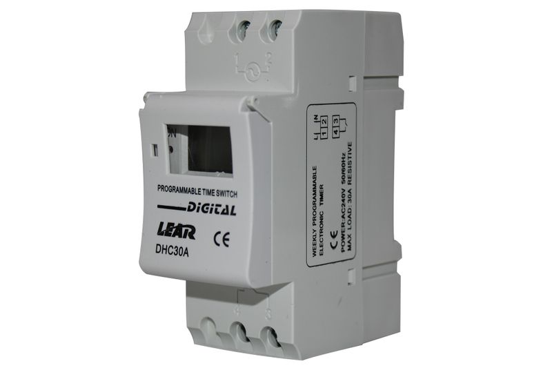 30 Amp Lear DIN Rail Digital Programmable Geyser Timer with Reserve Battery