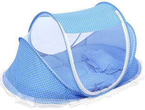 Totland Foldable Pop Up Baby Travel Bed Net - White Dots on Pink