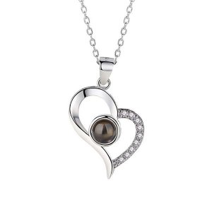Rose Love Languages Heart Pendant - Silver