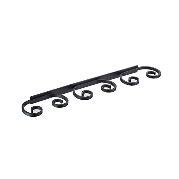 6 Hooks Wine Glass Holder Wine Glass Rack for Bar Kitchen-Black