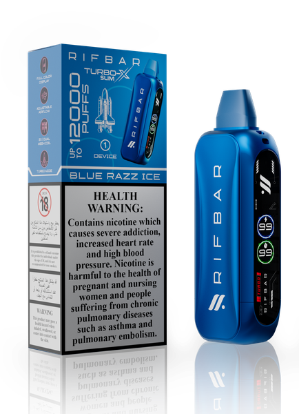 RIFBAR Turbo X Slim Blue Razz Ice Vape | Slim Pocket Disposable Vape Pen