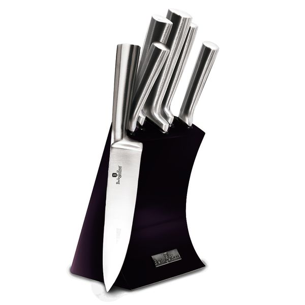 Berlinger Haus 6-Piece Knife Set with Stainless Steel Stand - Purple