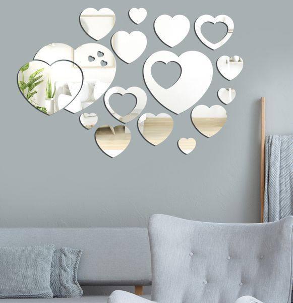 DIY Mirror Stickers Wall Decals, Peel and Stick Mirror Tiles Borders - Pack of 30