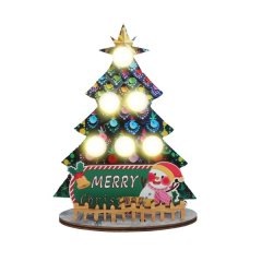 Light-Up Wooden Craft Christmas Tree Tabletop Decorative Ornament