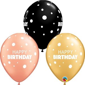 11 Inch Latex Round Assorted Birthday Big &amp; Little Dots
