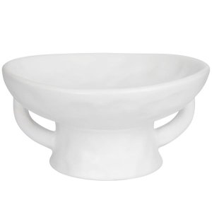 Stoneware Serving Decorative Bowl White Reactive Glaze Ceramic Salad Bowl