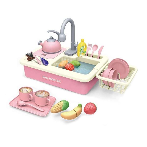 Magic Kitchen Set for Kids Sink Toy Pink Cooktop Set