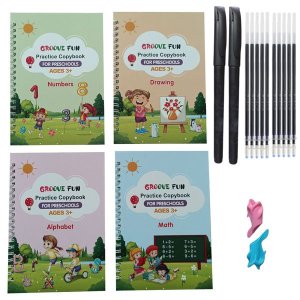 4 Pack Magic Handwriting Practice Copybook With Pen Grips,Pens and refills