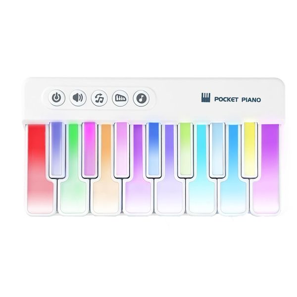 Mini Keyboard Piano Toy, Portable Light Up Pocket Piano for Toddlers Kids