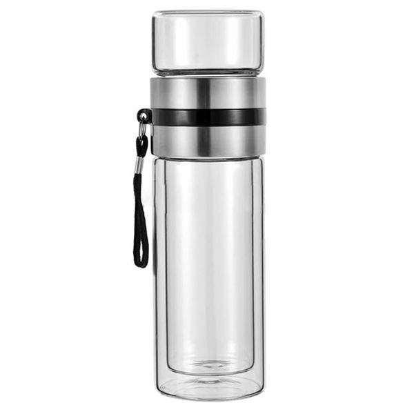 High temperature resistant Double Wall Glass Water Bottle - 300ml