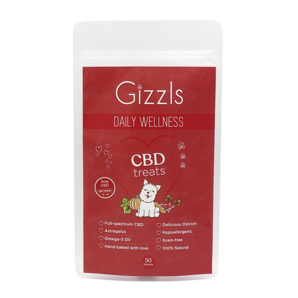 Gizzls CBD Ostrich Treats For Medium/Large Dogs