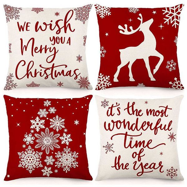 Christmas Pillow Covers 18X18 Set Of 4 Christmas Decorations
