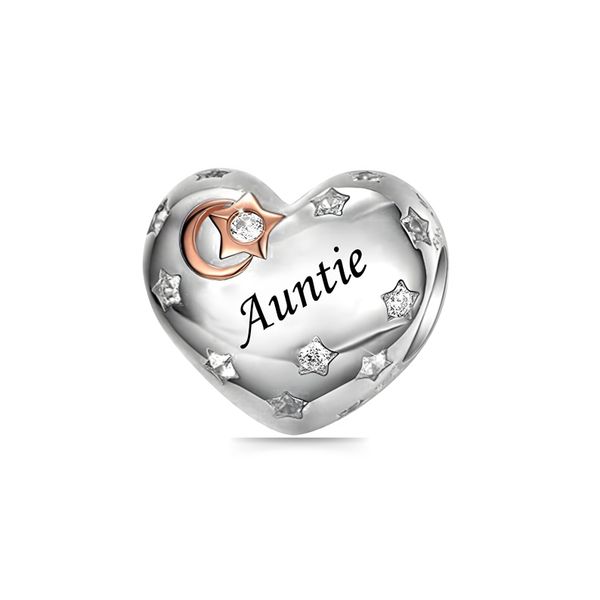 925 Sterling Silver Charm, Auntie Charm for Bracelet, Charm for Women