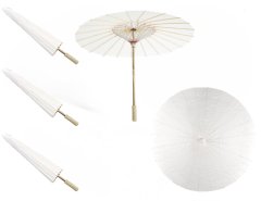 Pure White Handmade Paper Umbrella Set-Chinese Parasol for Wedding/Party