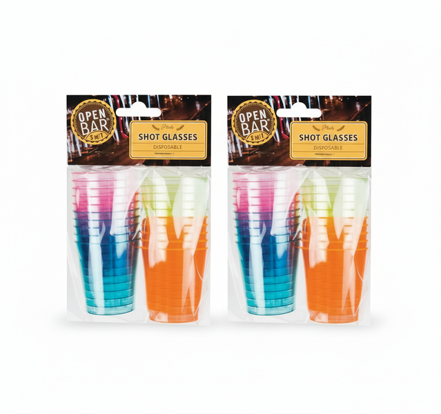 Open Bar 20 Piece Disposable 57 g Plastic Shot Glasses - 2 Pack