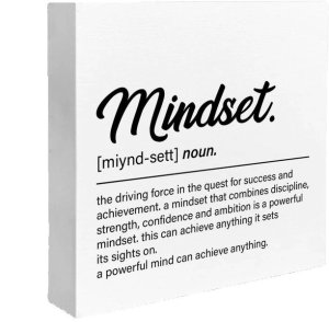 Inspirational Mindset Definition Wood Sign, Motivational Office Decor