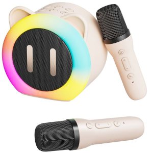 thl Mini Karaoke Machine for Kids, 2 Microphones Speaker KTV Set
