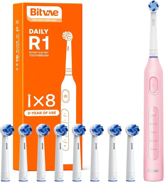 Bitvae R1 Rotating Electric Toothbrush with 8 Brush Heads Adults and Kids,