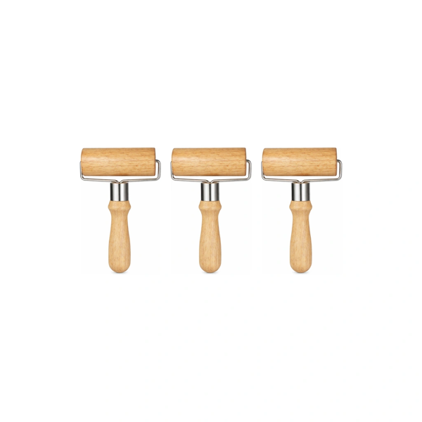 3 Pack - Large Wooden Flour Rolling Pin - Brown