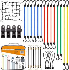 Bungee Cords Assortment 30Pc in Carry Bag, Includes 10, 18, 24", 32", 40
