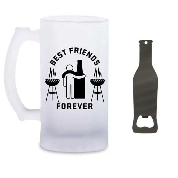Best Friends Beer Glass And Bottle Opener