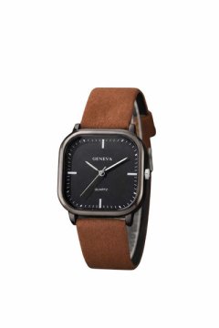 1pc Men's Casual Rectangular Simple Scale Dial Classic Quartz Watch