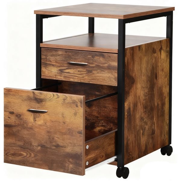 FANTUAN 2 Drawers Filing Cabinet Side Table Bedside Table Storage Cabinet