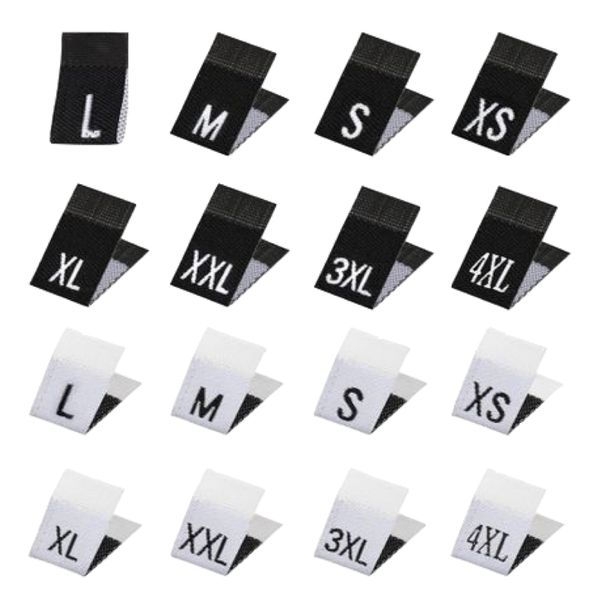 Craft Black &amp; White Sew-On Fabric Clothing Size Labels 160pcs - 1.8cm
