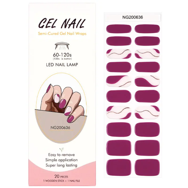 UV/LED Semi Cured Gel Nail Wraps 636