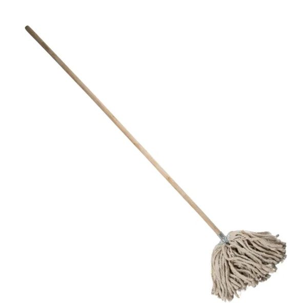 Mop With Wooden Handle And Metal Fit 300G - 4 Pack