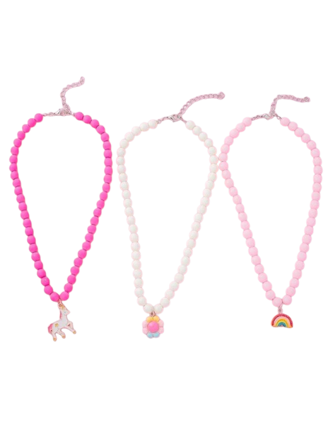 3-piece Girls Beaded Charm Necklace Set