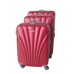 BlueStar 3-Piece ABS Luggage Set-Metallic Burgundy-Resistant,Spinner Wheels