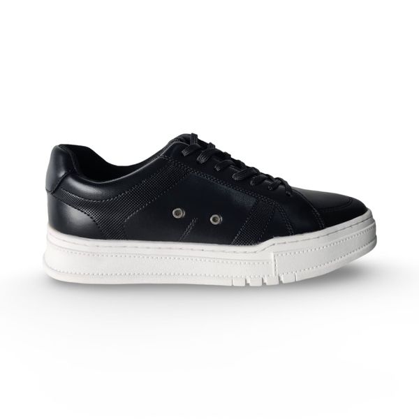 Men's Black White Platform Sneakers - Chunky Lace-Up Fashion Casual Shoes