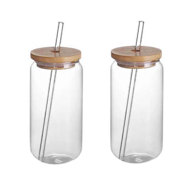 2 x Nordic Coke Glasses + Bamboo Lid &amp; Glass Straw 350ml
